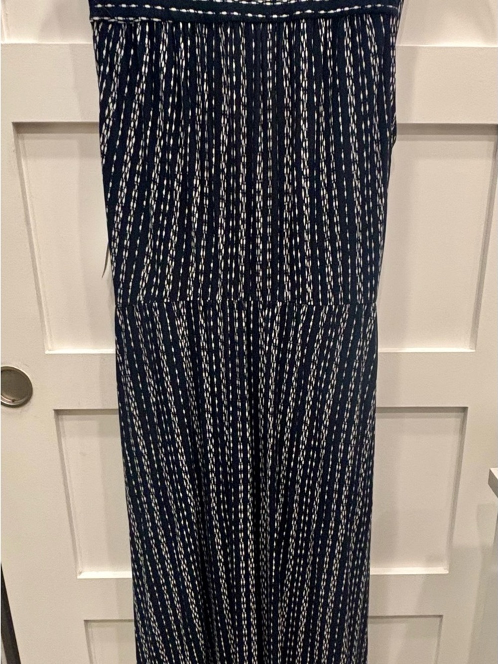 Loveappella Navy and White Striped Sleeveless Wrap Maxi Dress - Picture 5 of 6